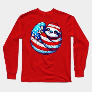 Patriotic sloth Long Sleeve T-Shirt